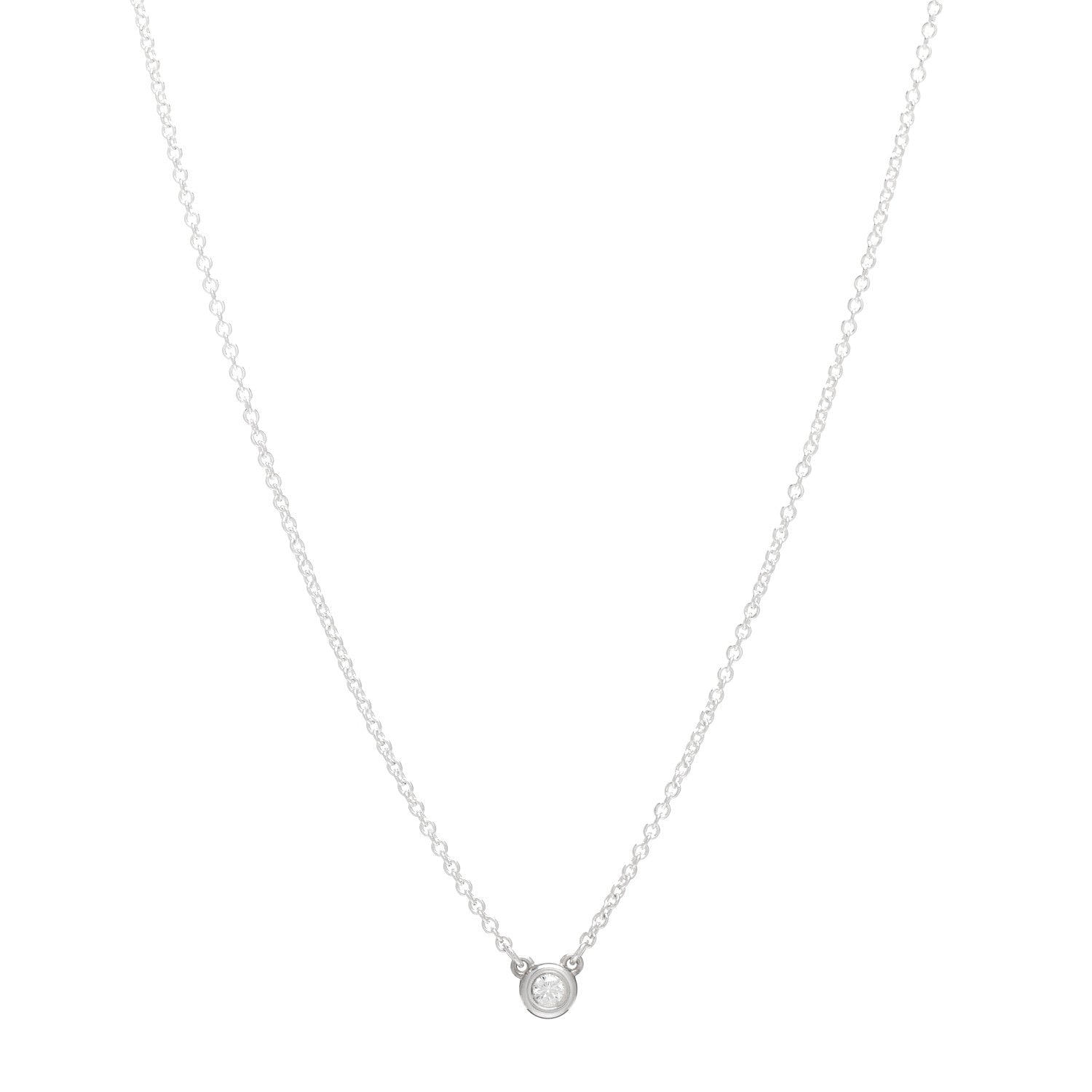 Tiffany Sterling Silver Diamond .05ct Elsa Peretti Diamonds by the Yard Pendant Necklace 1 of 4