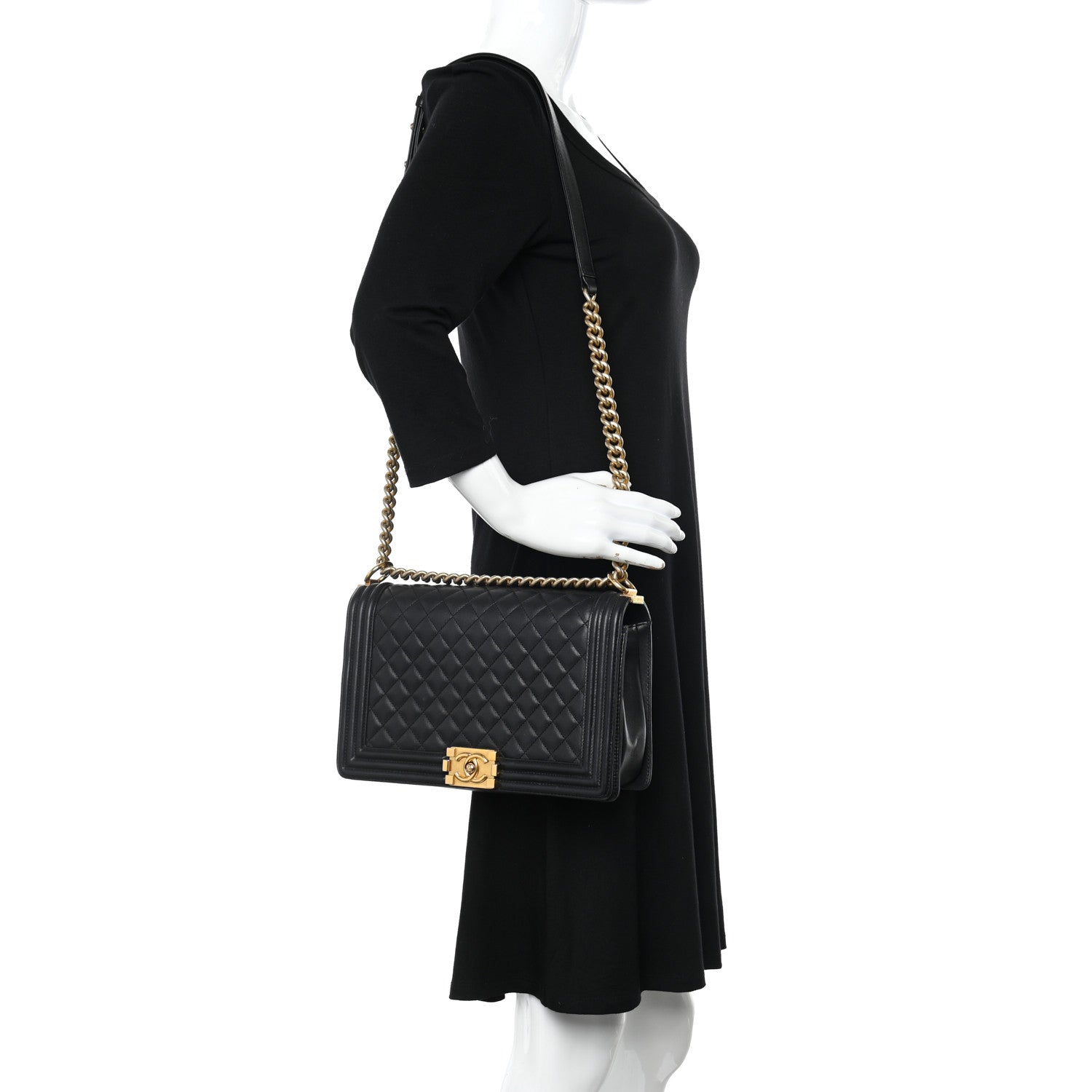 Chanel Lambskin Quilted New Medium Boy Flap Black 2 of 12