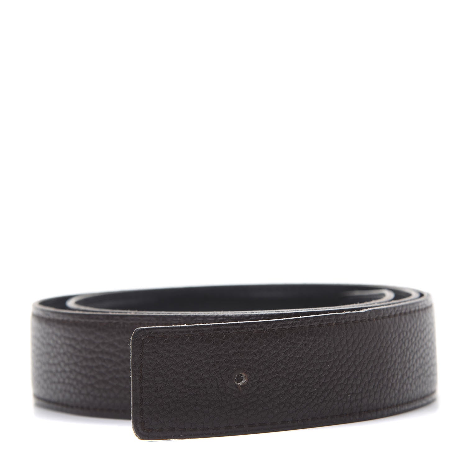 Hermes Box Togo 32mm H Belt Strap 80 Black Chocolate 1 of 8
