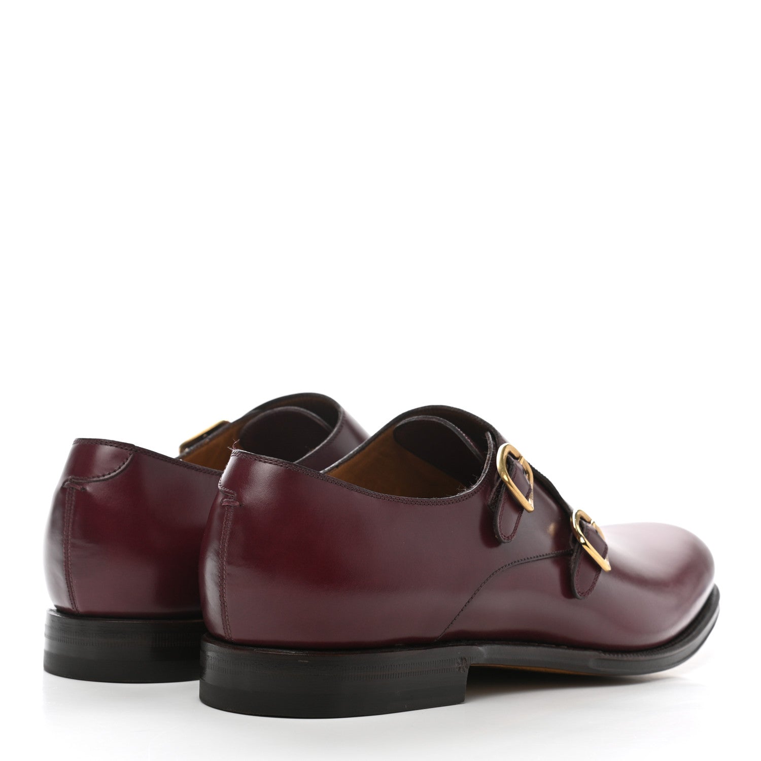 Gucci Calfskin Mens Double Monk Strap Loafers 9.5 Bordeaux 4 of 11
