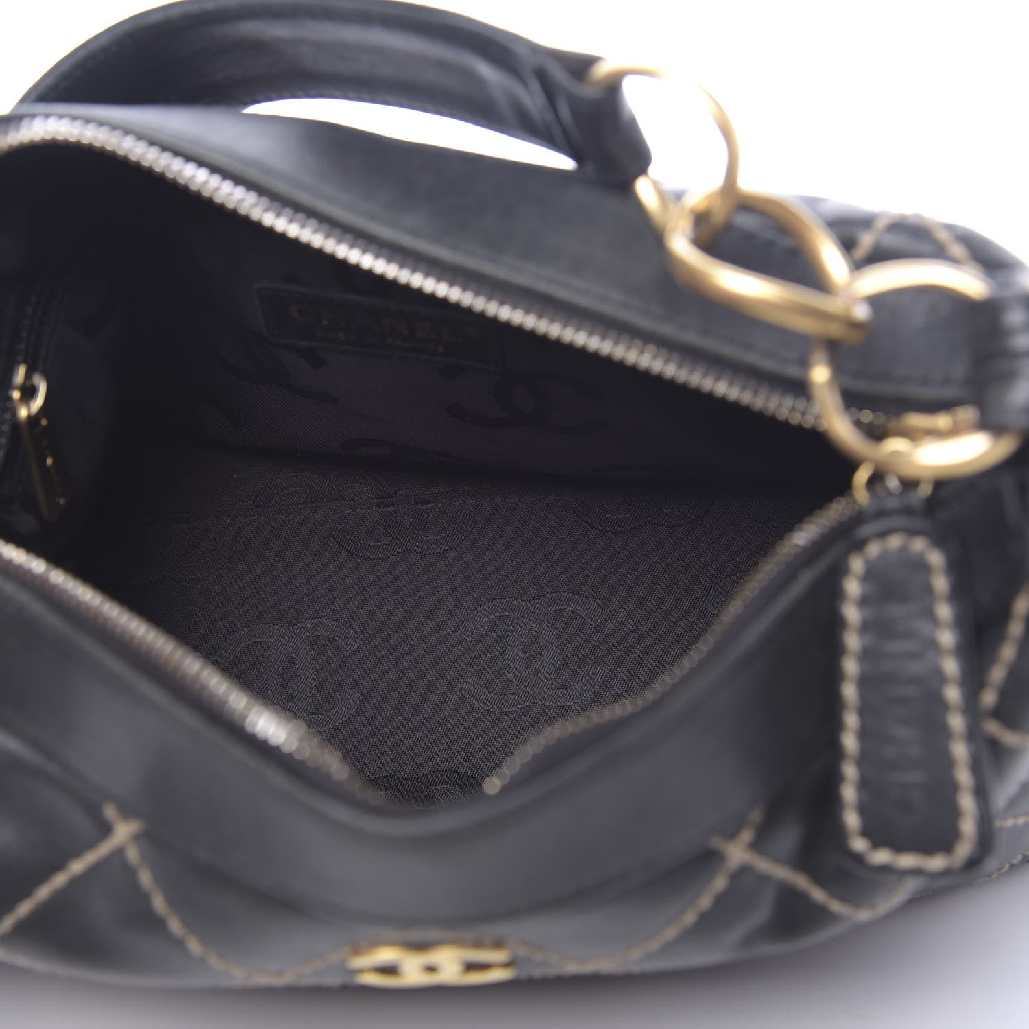 Chanel Calfskin Wild Stitch Hobo Black 5 of 15