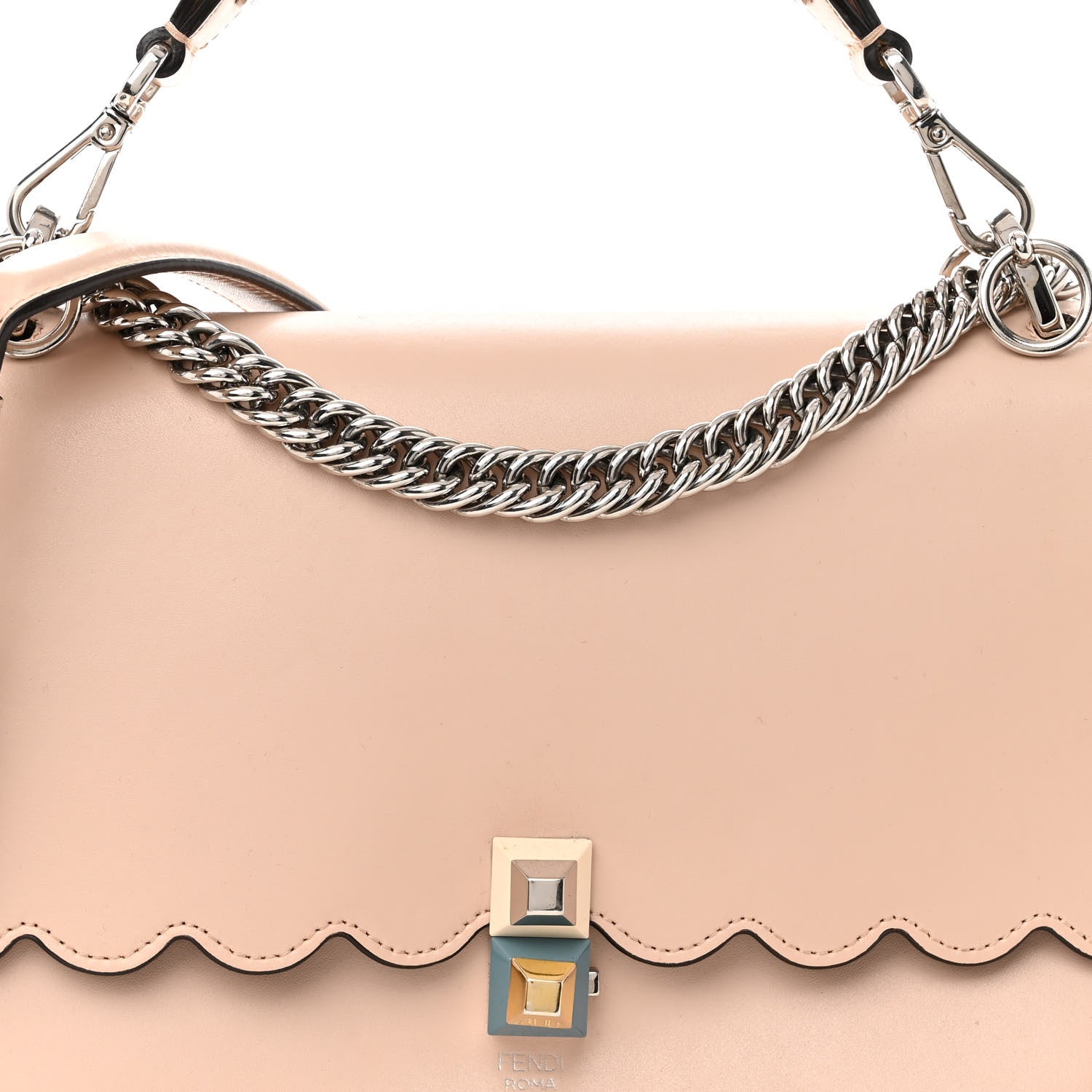 Fendi Vitello Liberty Scalloped Studded Kan I Shoulder Bag Plaster 8 of 12