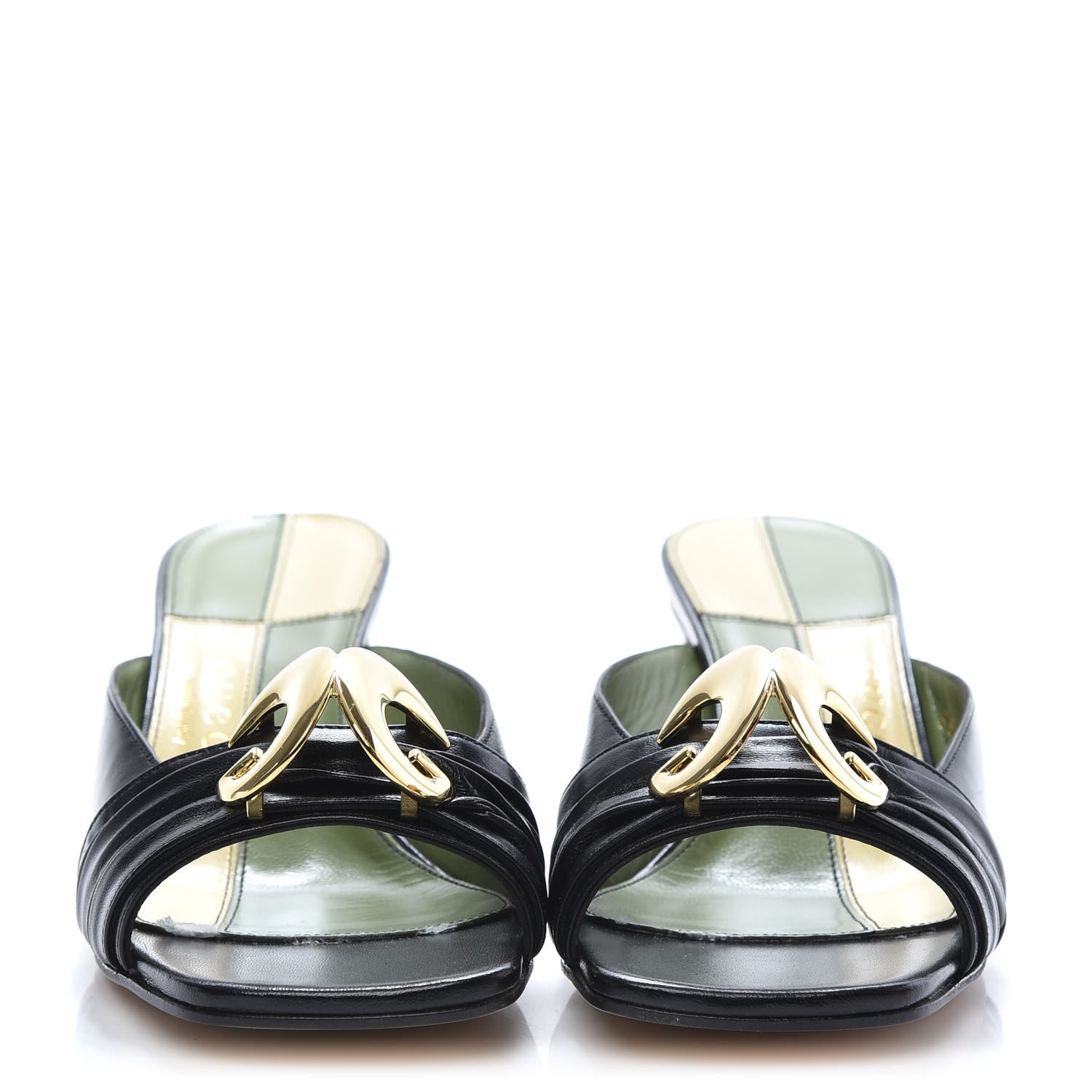 Gucci Malaga Kid Half Moon GG Square Toe Slide Sandals 35.5 Black 2 of 9