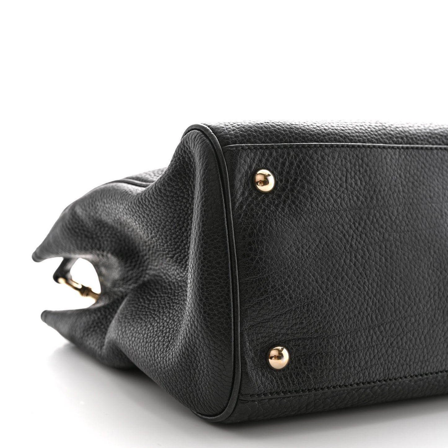 Pebbled Calfskin Medium Bamboo Shopper Tote Black