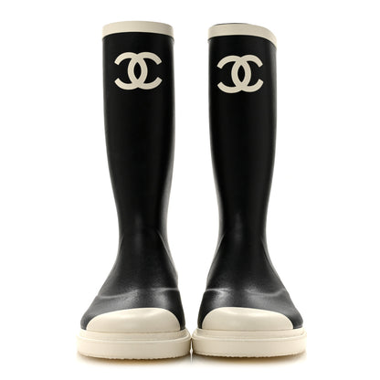 Chanel Caoutchouk CC High Boots 38 Black White 3 of 10