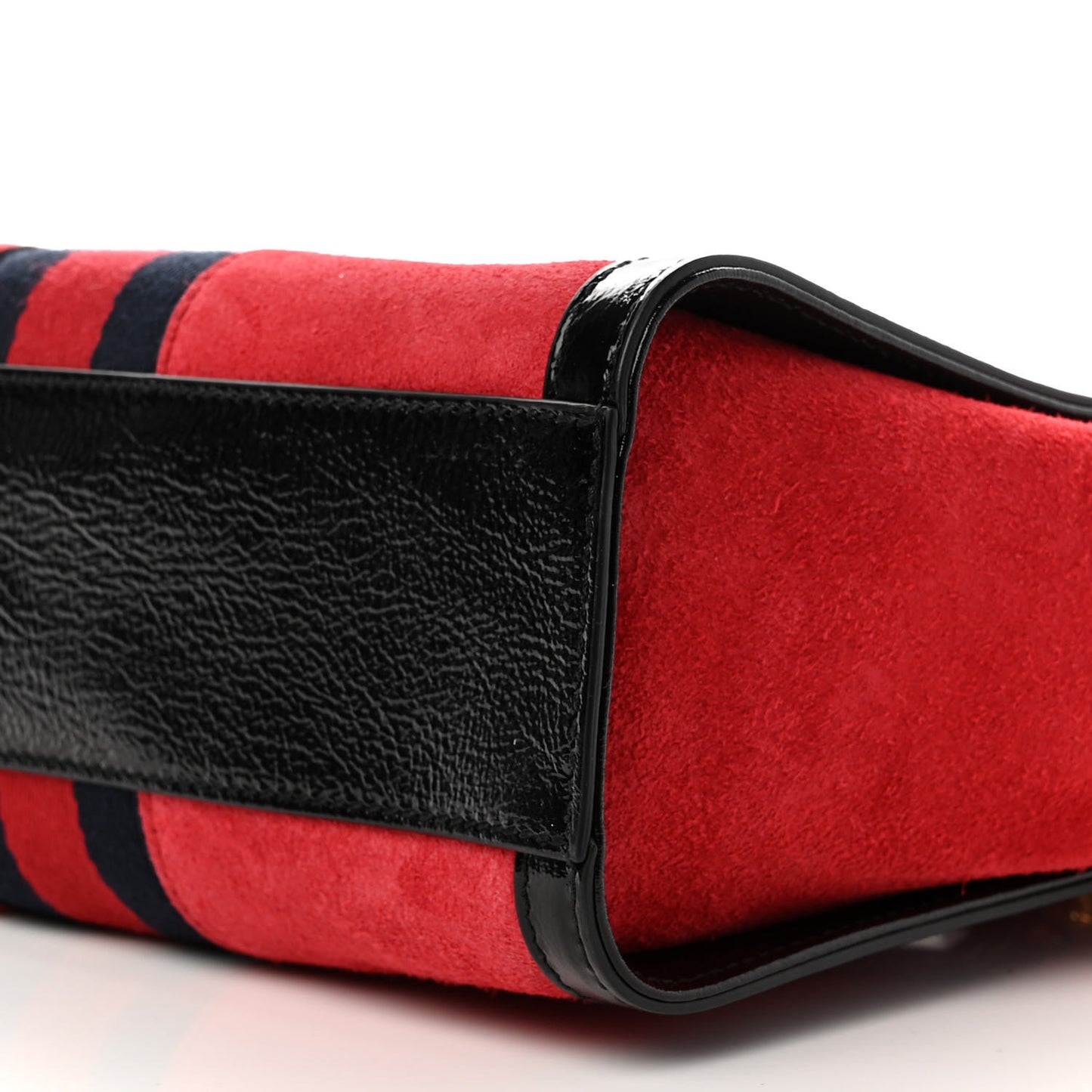 Suede Patent GG Web Small Ophidia Tote Bag Red