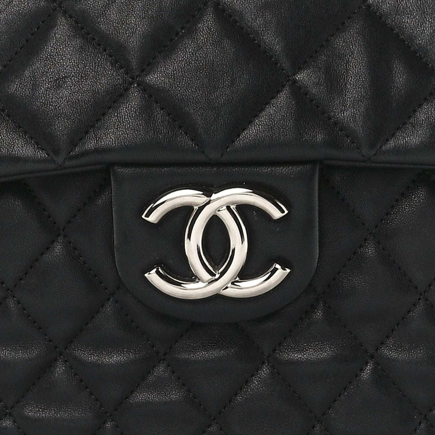 Washed Lambskin Chain Around Maxi Flap Bag Black