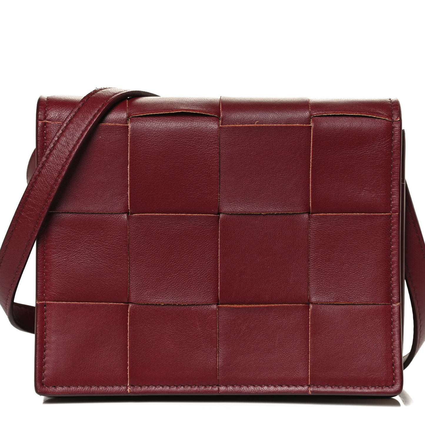 Lambskin Maxi Intrecciato Mini Cassette Crossbody Bag Bordeaux