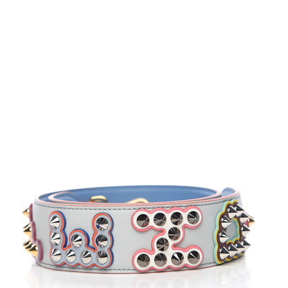 Fendi Vitello Dolce Fun Fair Metal Studded Strap You Grigio Perla Blue Multicolor 2 of 4