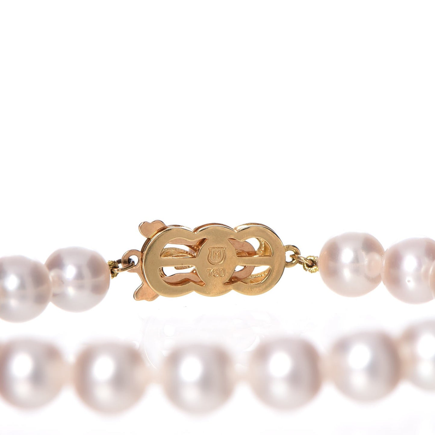 18K Yellow Gold Akoya Cultured Pearl 7.5 x 8 mm Strand Bracelet