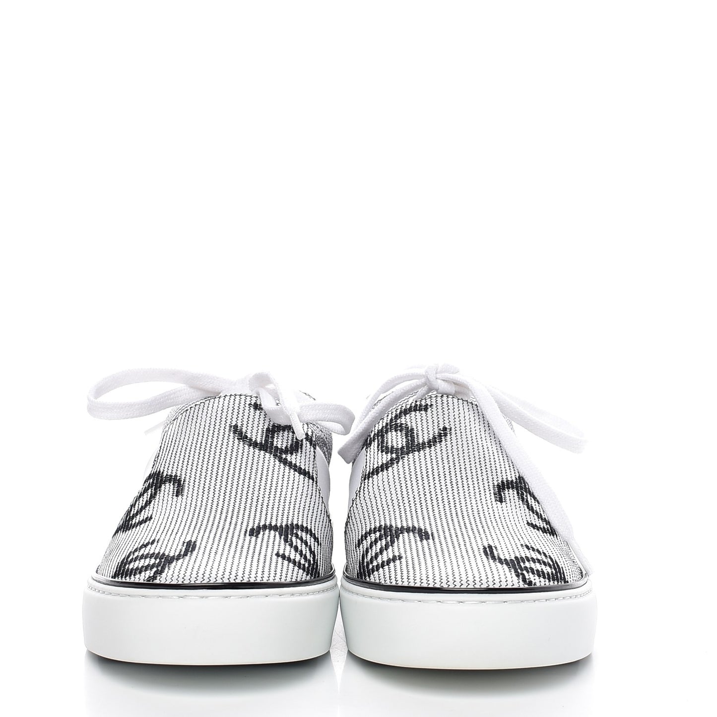 Embroidered Calfskin Womens CC Sneakers 38.5 Black White