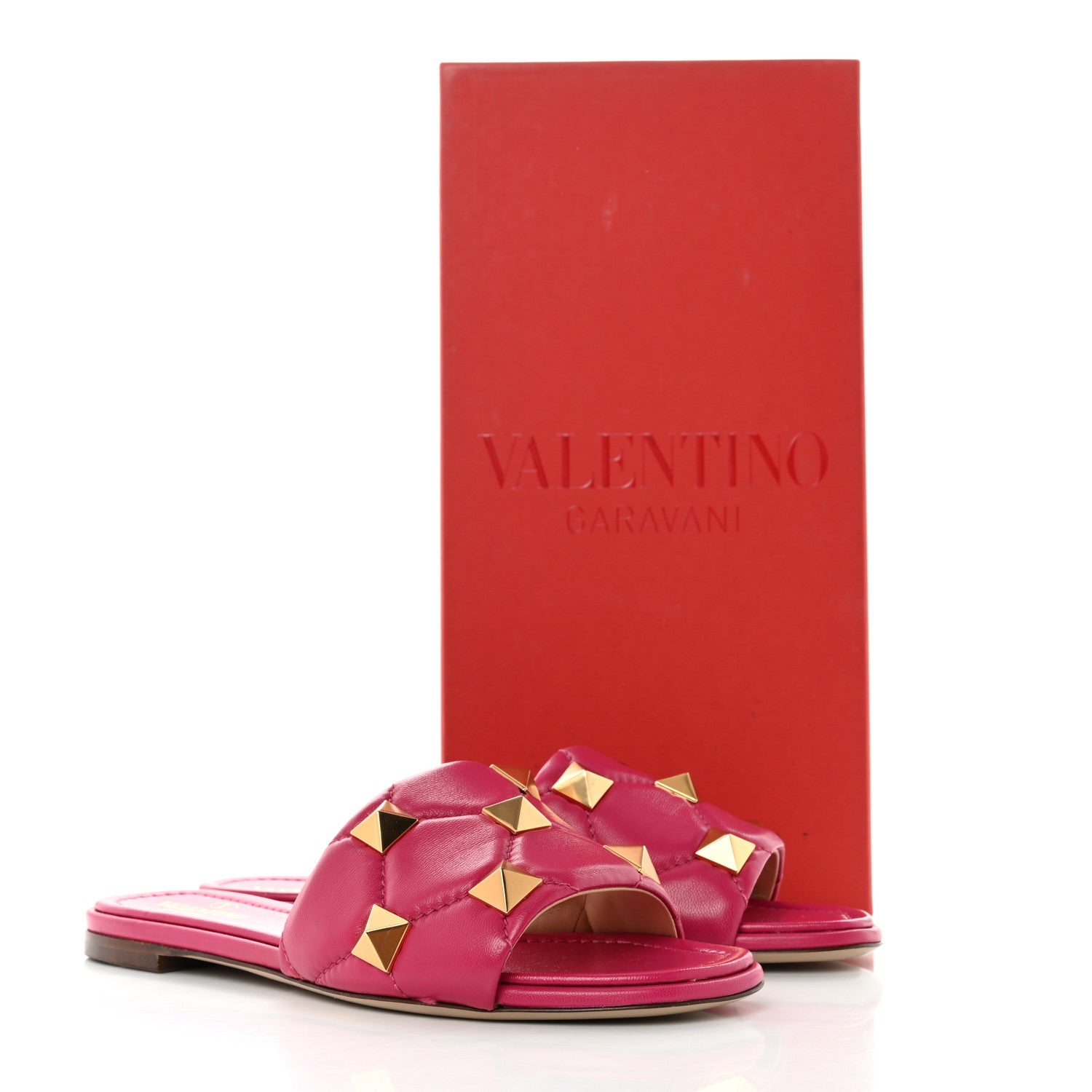 Valentino Garavani Nappa Roman Stud Flat Slide Sandals 36.5 Blossom 9 of 9