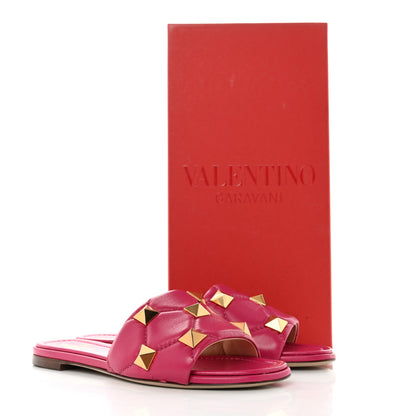 Valentino Garavani Nappa Roman Stud Flat Slide Sandals 36.5 Blossom 9 of 9