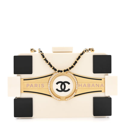 Chanel Plexiglass Boy Brick Havana by Night Clutch White Black 1 of 10