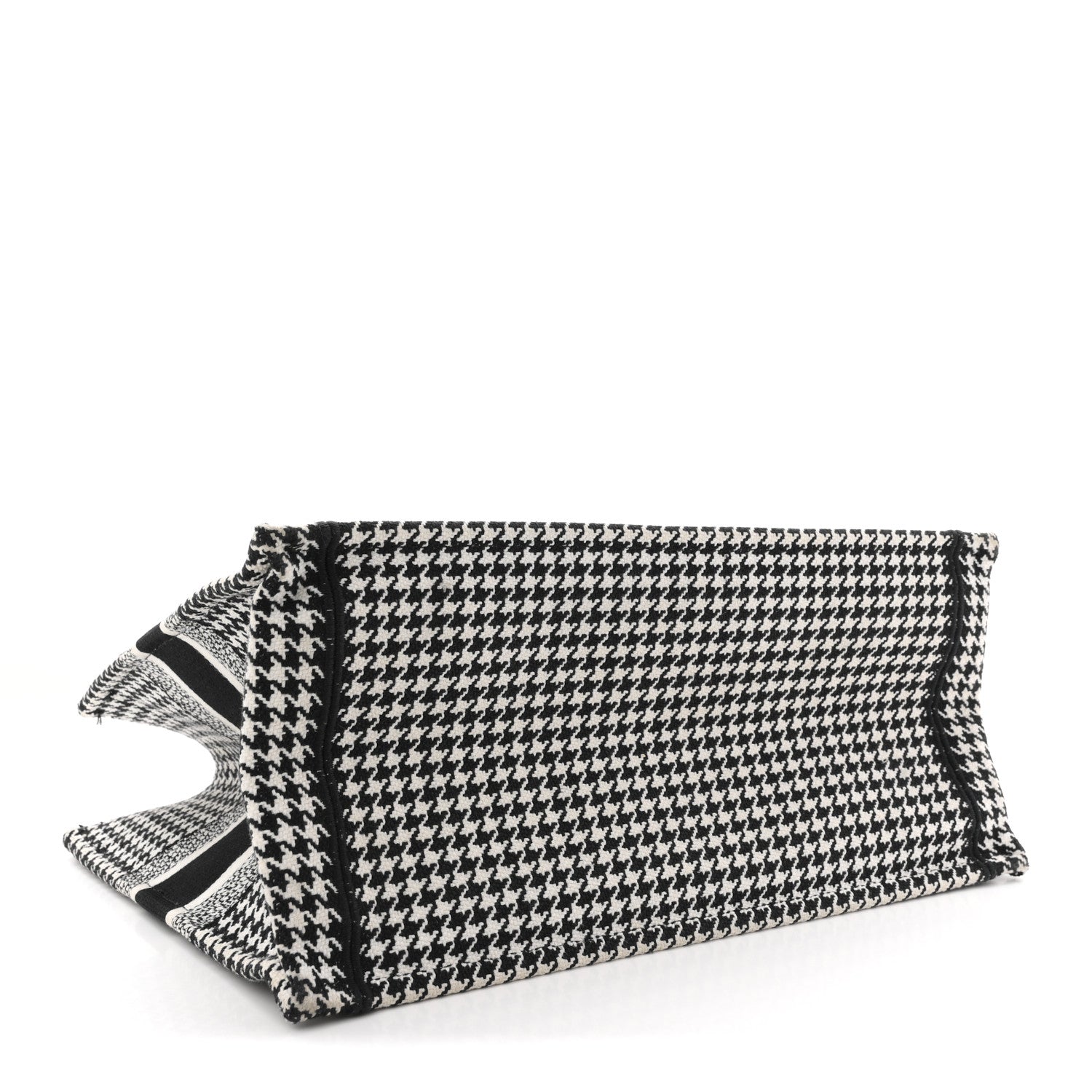 Christian Dior Canvas Houndstooth Embroidered Medium Book  Black White 4 of 14