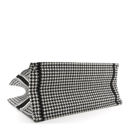 Christian Dior Canvas Houndstooth Embroidered Medium Book  Black White 4 of 14