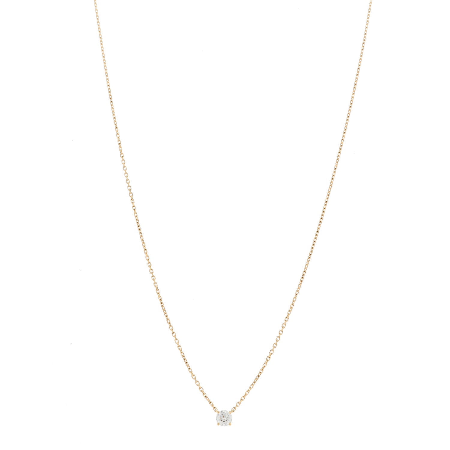 Cartier 18K Yellow Gold Diamond .24ct Solitaire 1895 Pendant Necklace 1 of 6
