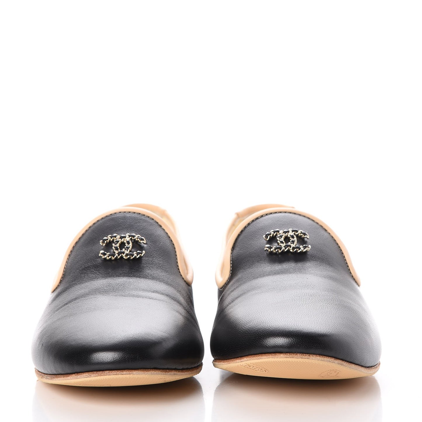 Lambskin CC Chain Loafers 37.5 Black