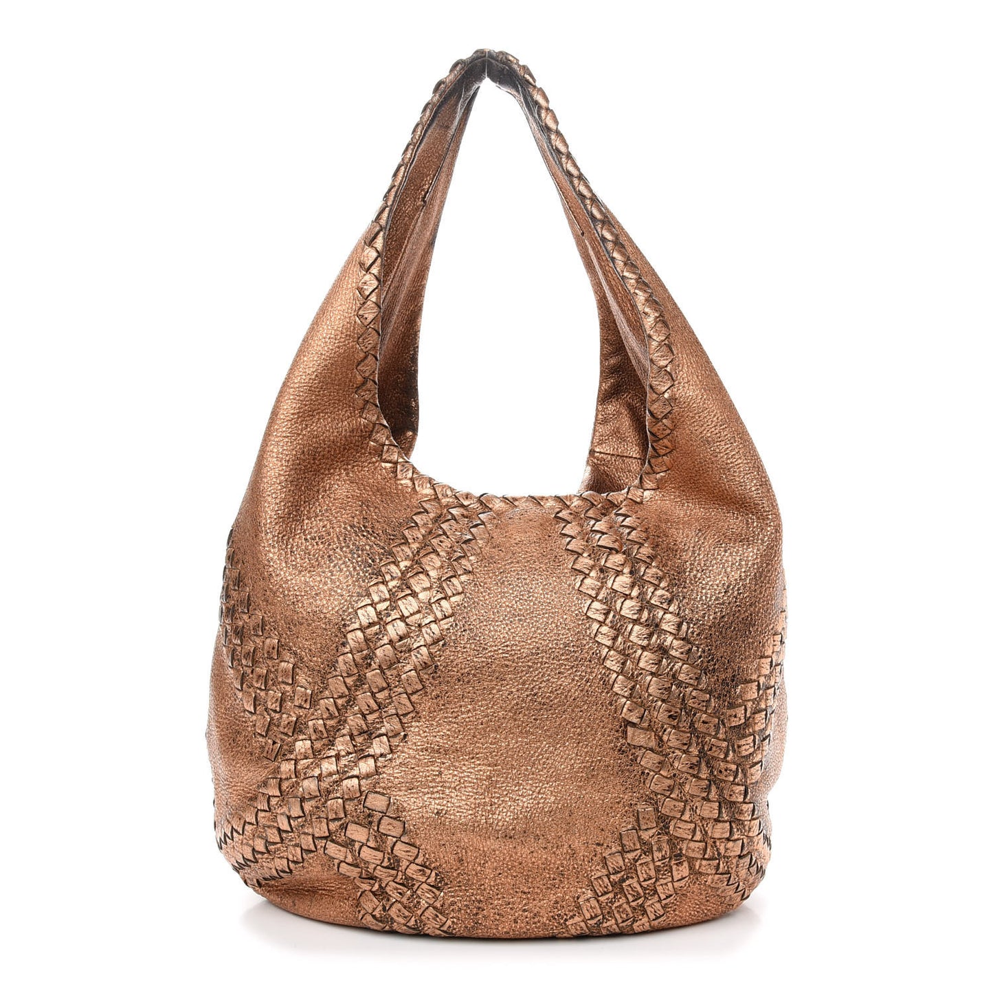 Metallic Cervo Deerskin Large Hobo Rame Ossidato