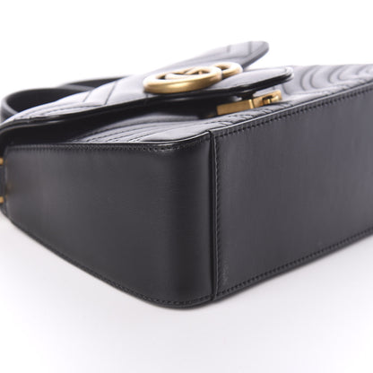 Gucci Calfskin Matelasse Mini GG Marmont Top Handle Shoulder Bag Black 8 of 9