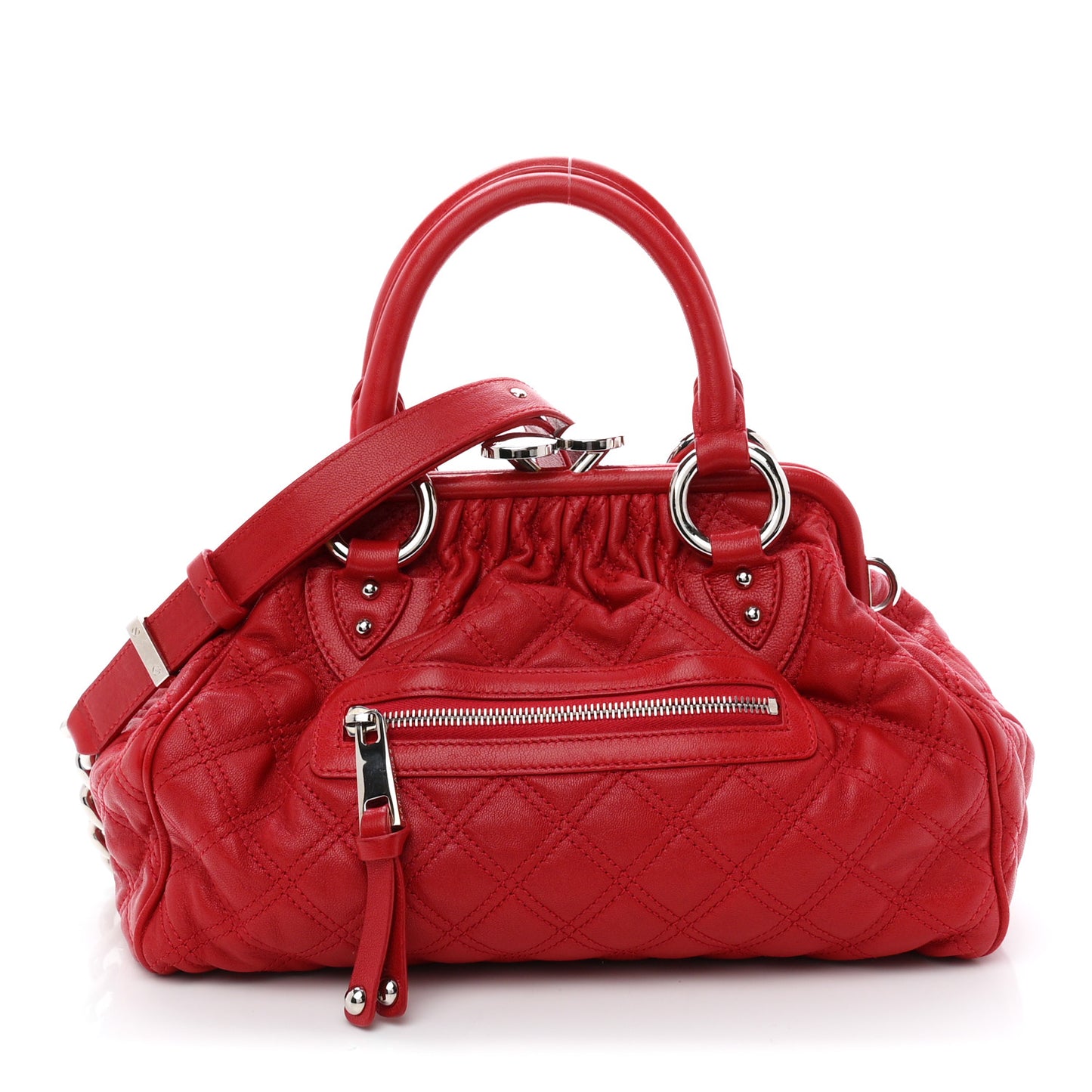 Calfskin Quilted Leather Stam Bag Red