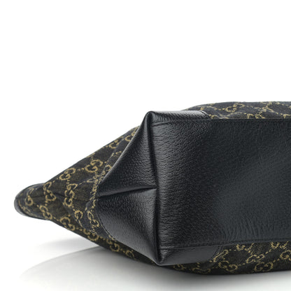 Gucci Jacquard Black Denim GG Monogram Medium Ophidia Shopping Tote Black Ivory 9 of 10