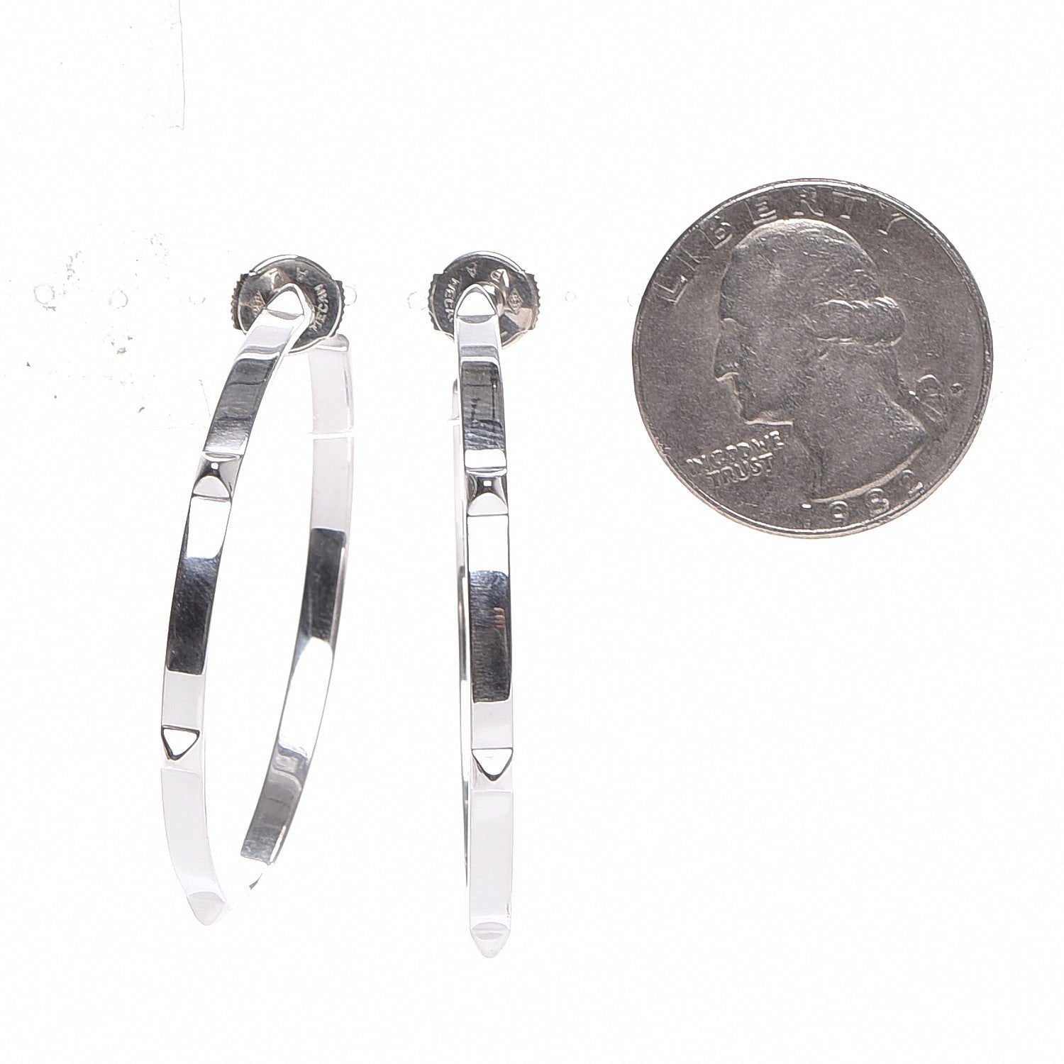 Hermes Sterling Silver Mini Clous Hoop Earrings 2 of 6