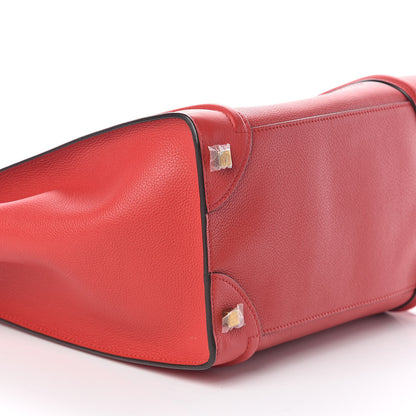 Celine Drummed Calfskin Mini Luggage Coquelicot 8 of 9