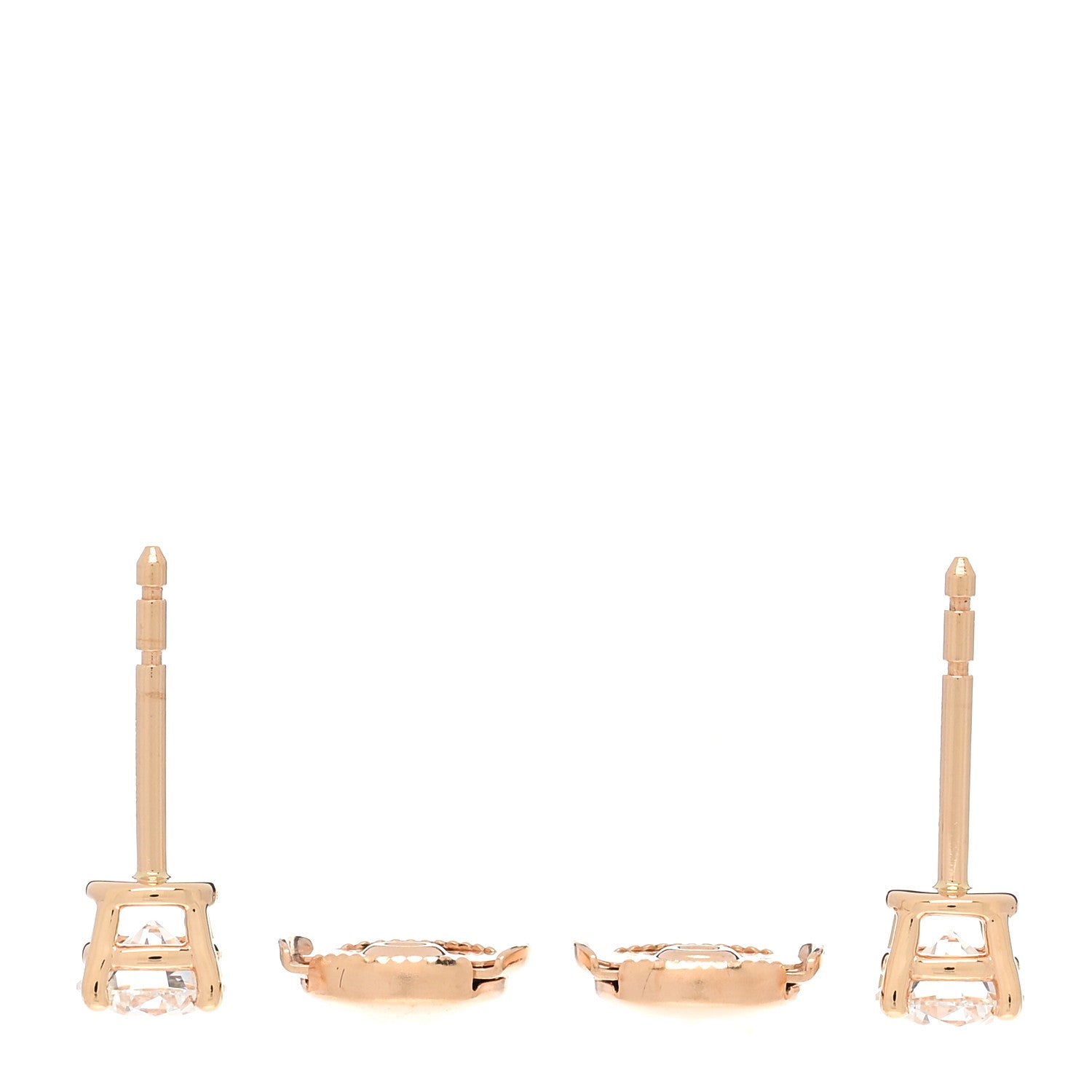 Tiffany 18K Rose Gold Diamond 1.00ctw Round Solitaire Earrings 3 of 5