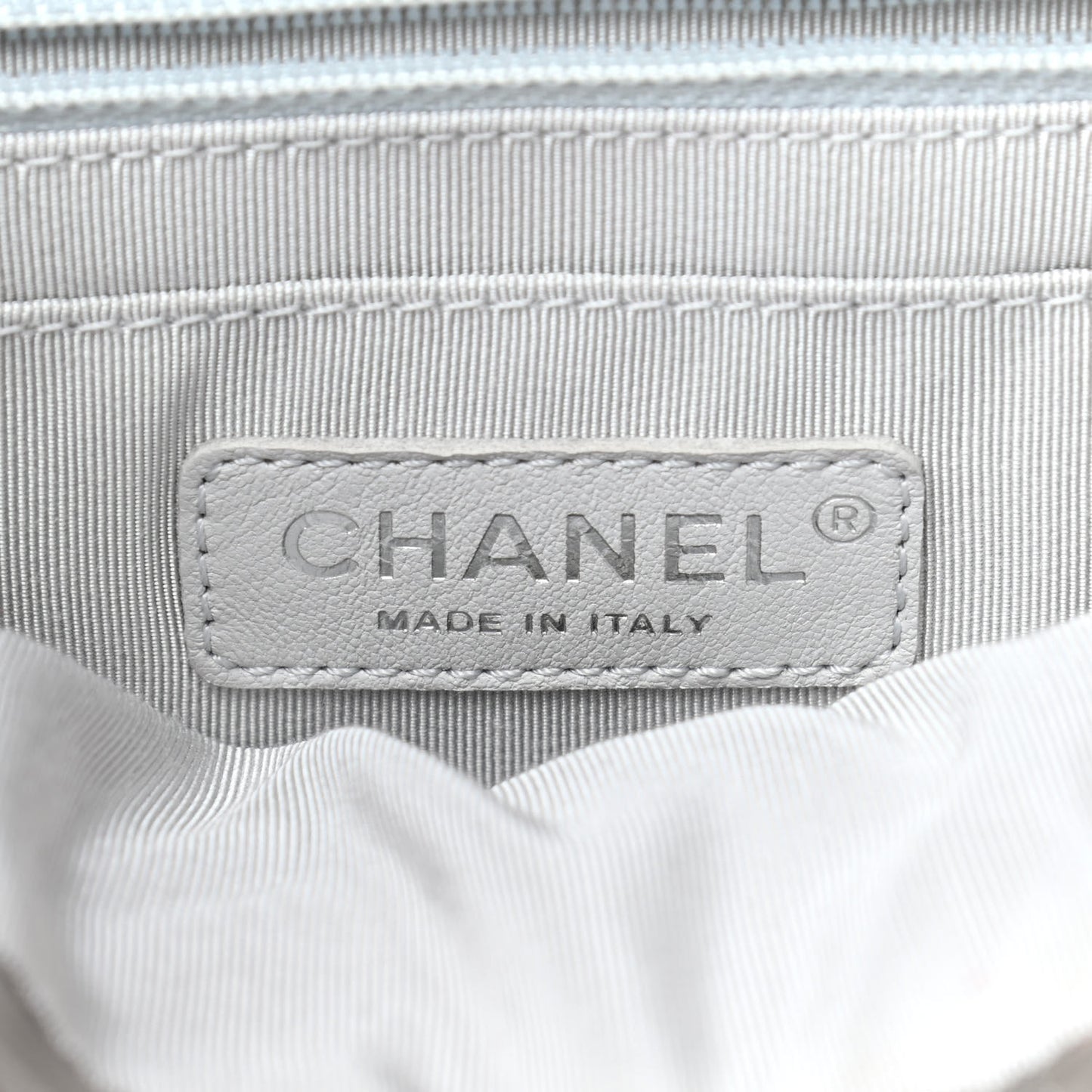 Metallic Iridescent Calfskin Chevron Quilted Small Urban Spirit Backpack Silver