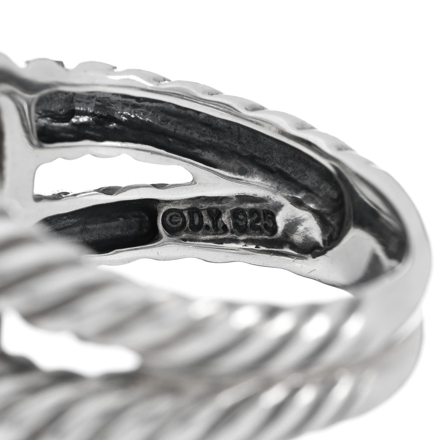 David Yurman Sterling Silver Diamond Hematite 11mm Albion Ring 53 6.25 4 of 4