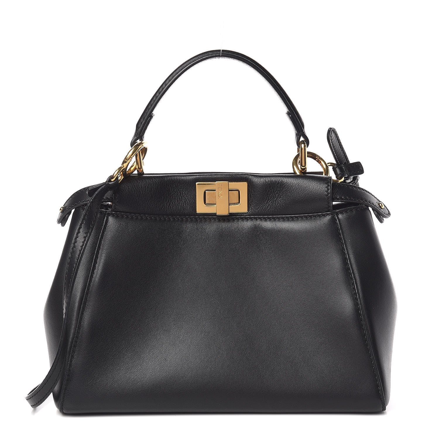 Fendi Nappa Mini Peekaboo Iconic Satchel Black 1 of 12