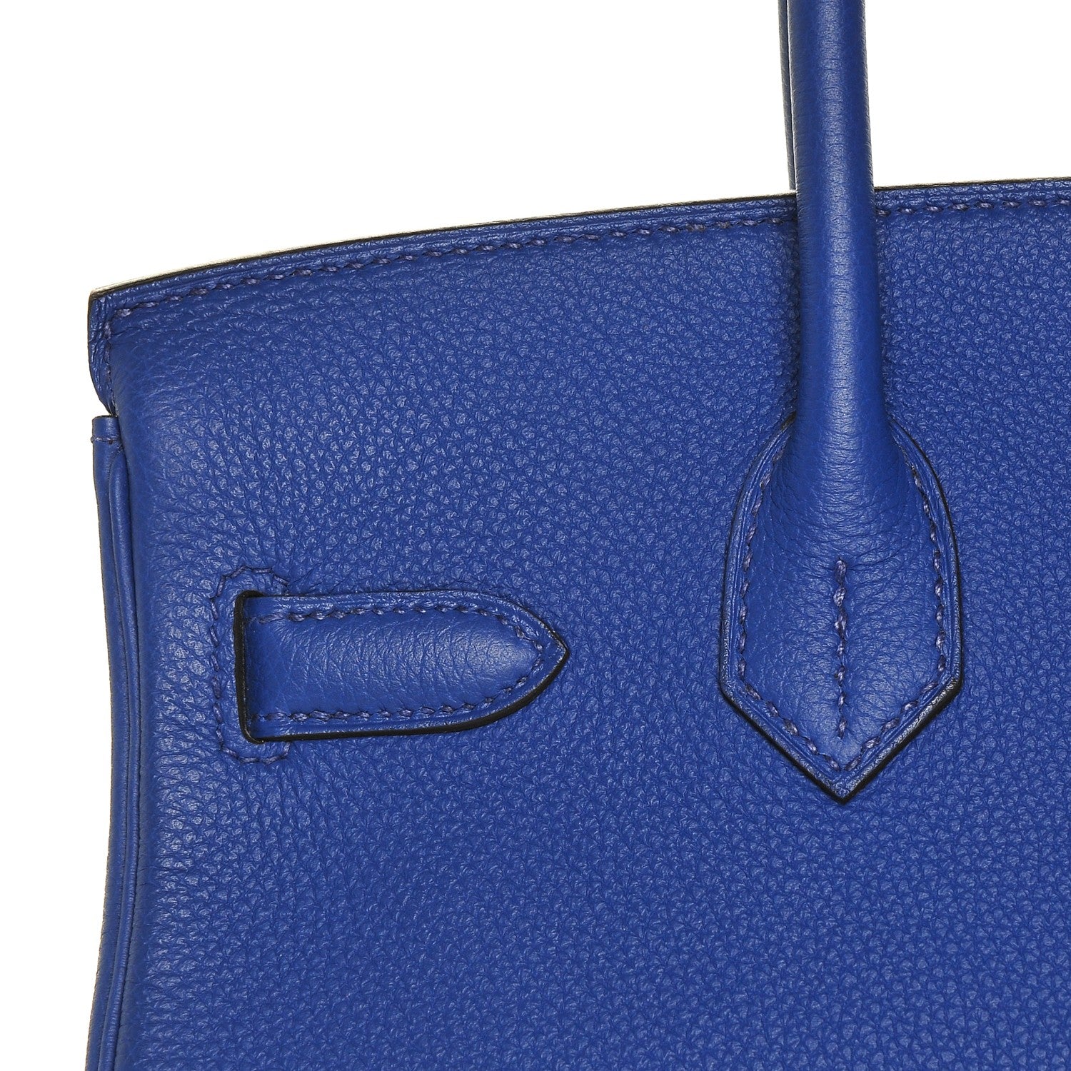 Hermes Togo Horseshoe Birkin 30 Bleu Electrique Rose Lipstick 10 of 29