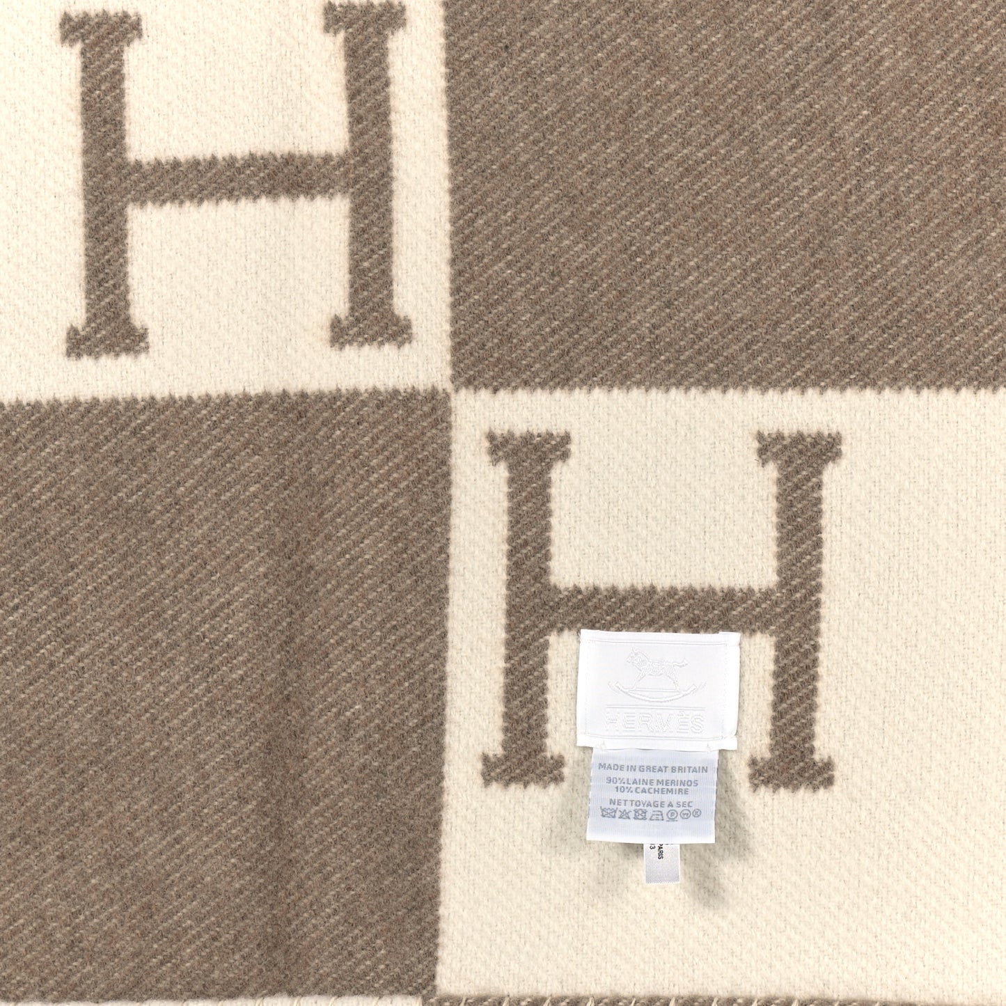 Wool Cashmere Avalon Baby Blanket Noisette Moyen White