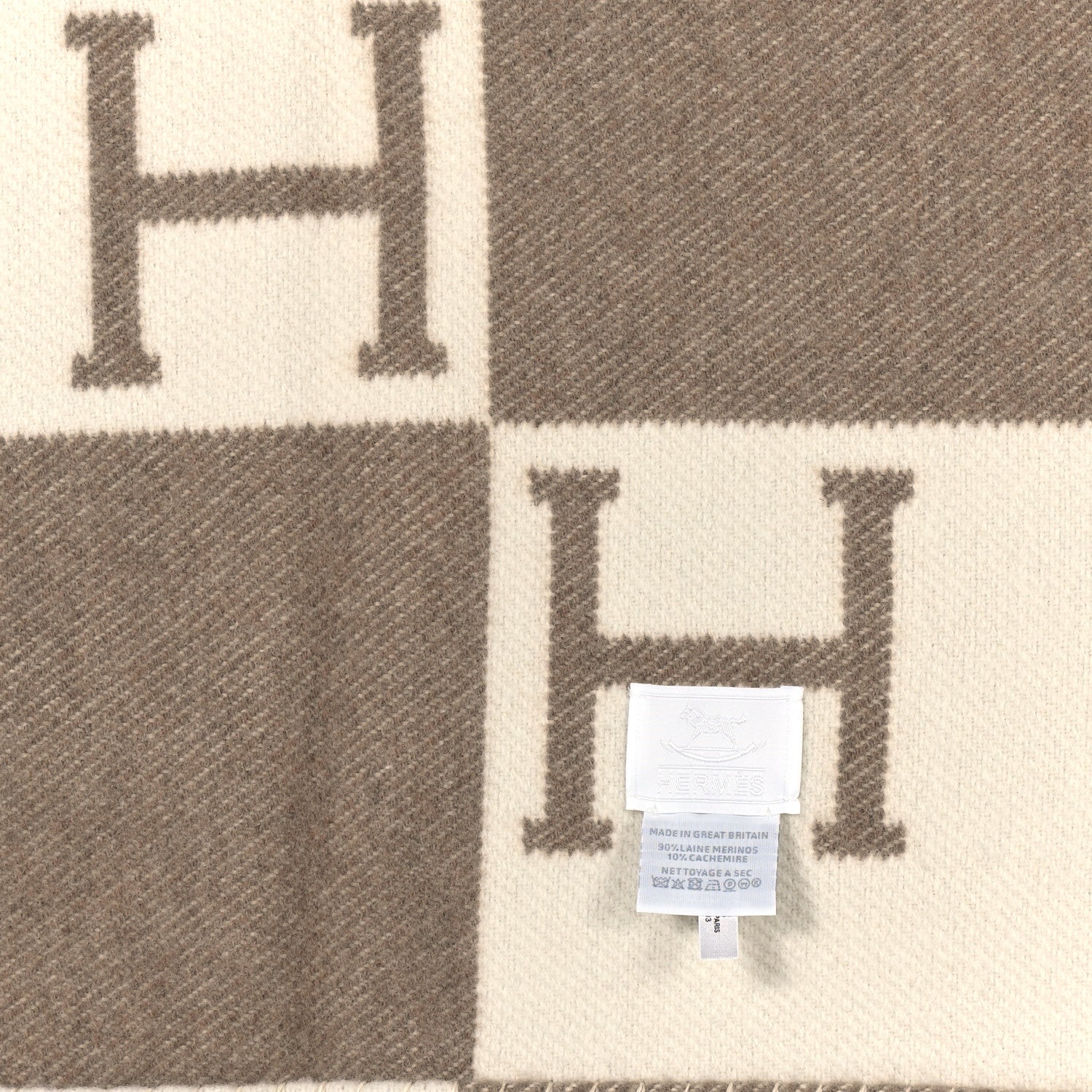 Hermes Wool Cashmere Avalon Baby Blanket Noisette Moyen White 3 of 4