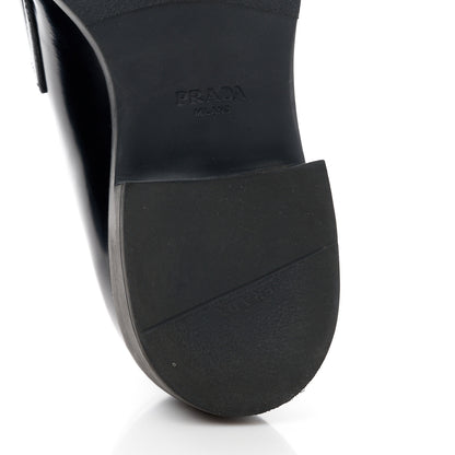 Prada Spazzolato Metal Triangle Logo 50mm Loafers 40.5 Black 6 of 11