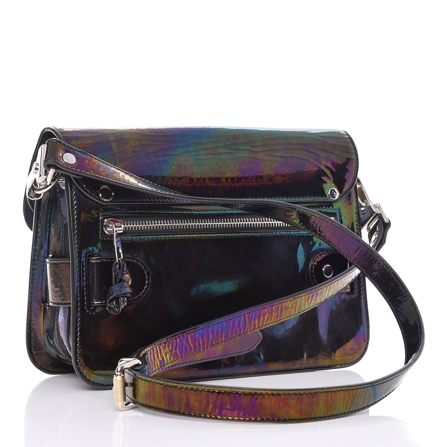 Holographic Patent Mini PS11 Classic Shoulder Bag Oil Slick