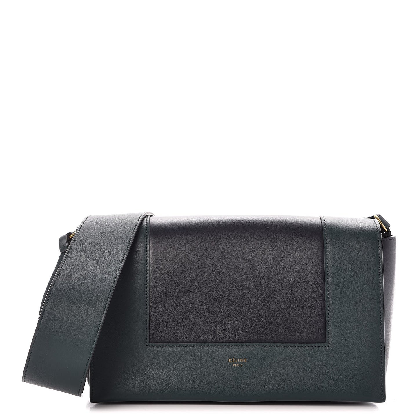 Shiny Smooth Calfskin Medium Frame Shoulder Bag Amazone Dark Navy
