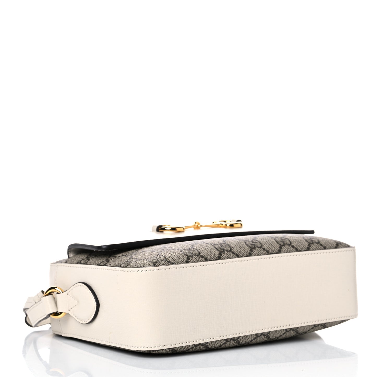 GG Supreme Monogram Small Horsebit 1955 Shoulder Bag Beige Mystic White