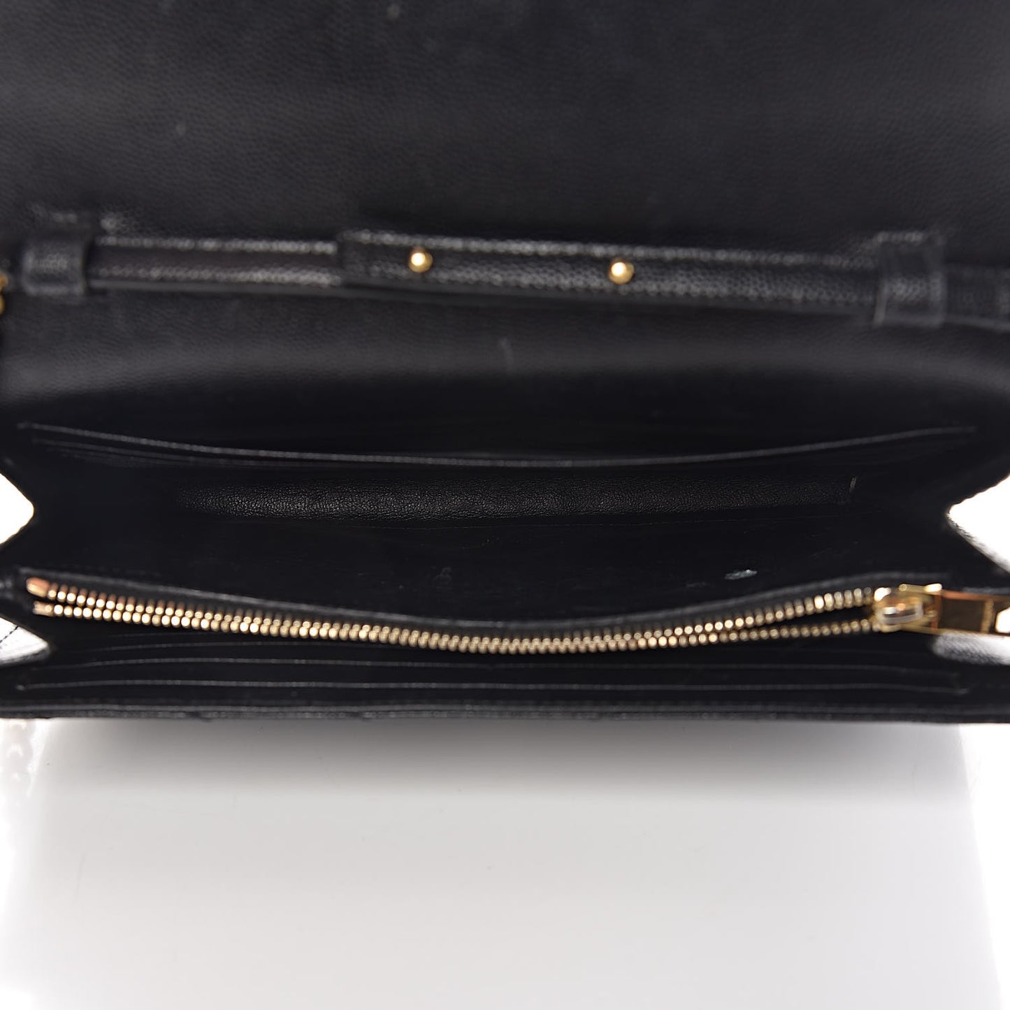 Grain De Poudre Matelasse Chevron Monogram Chain Wallet Black