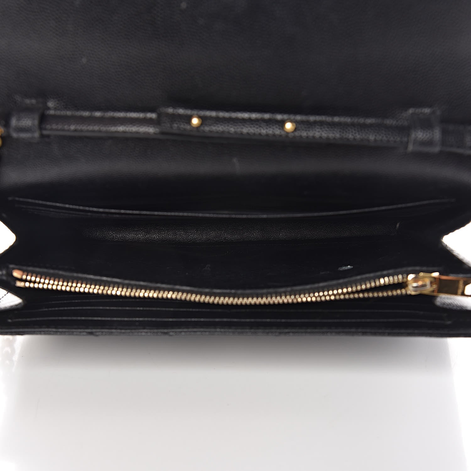 Saint Laurent Grain De Poudre Matelasse Chevron Monogram Chain Wallet Black 5 of 23