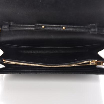 Saint Laurent Grain De Poudre Matelasse Chevron Monogram Chain Wallet Black 5 of 23