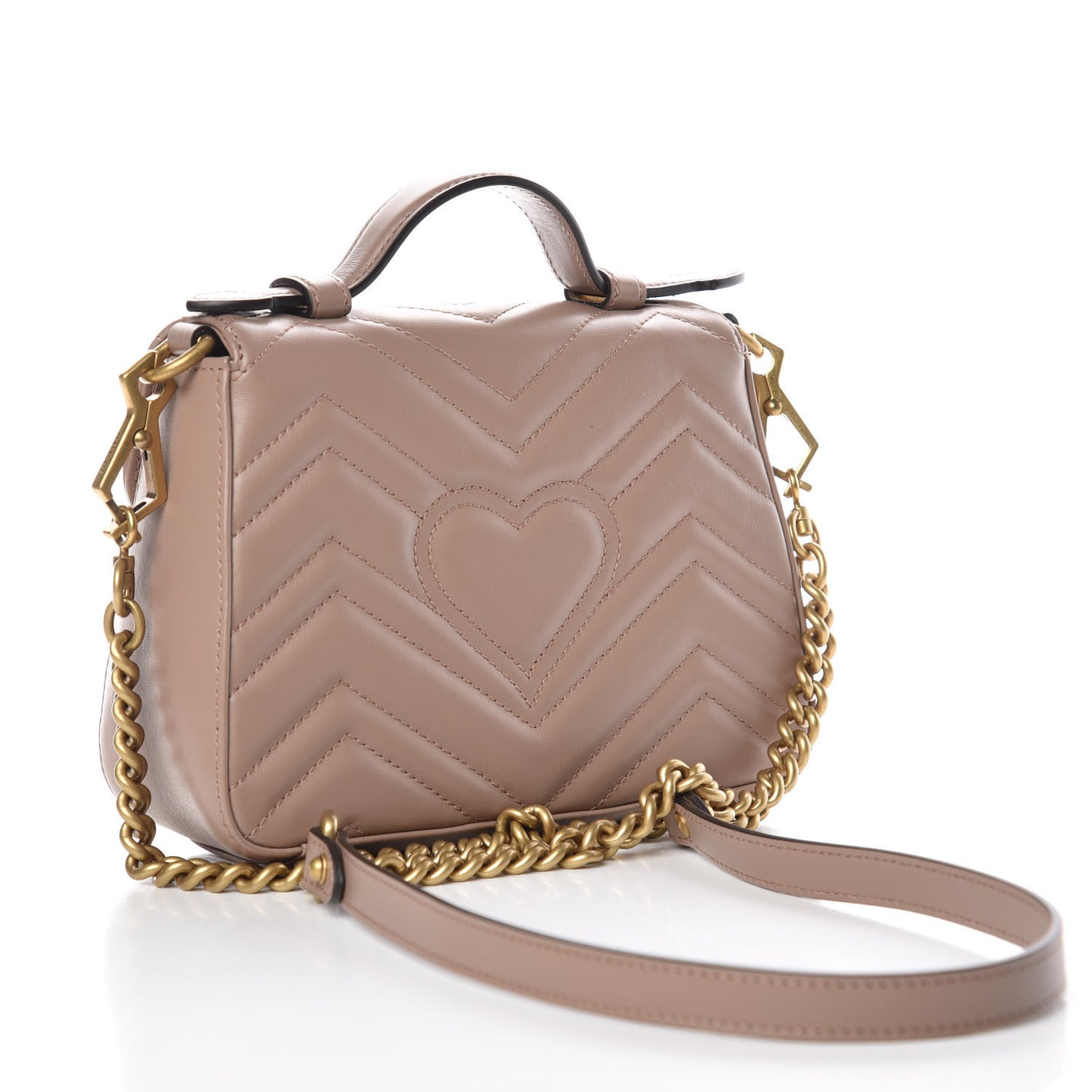 Calfskin Matelasse Mini GG Marmont Top Handle Shoulder Bag Porcelain Rose