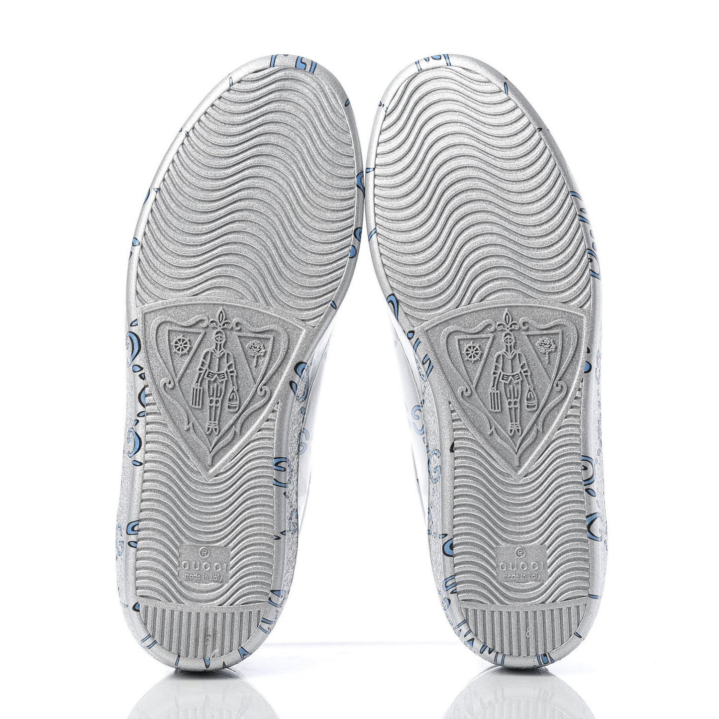 Miro Rubber Wax GucciGhost Print Mens New Ace Sneakers 8 Silver