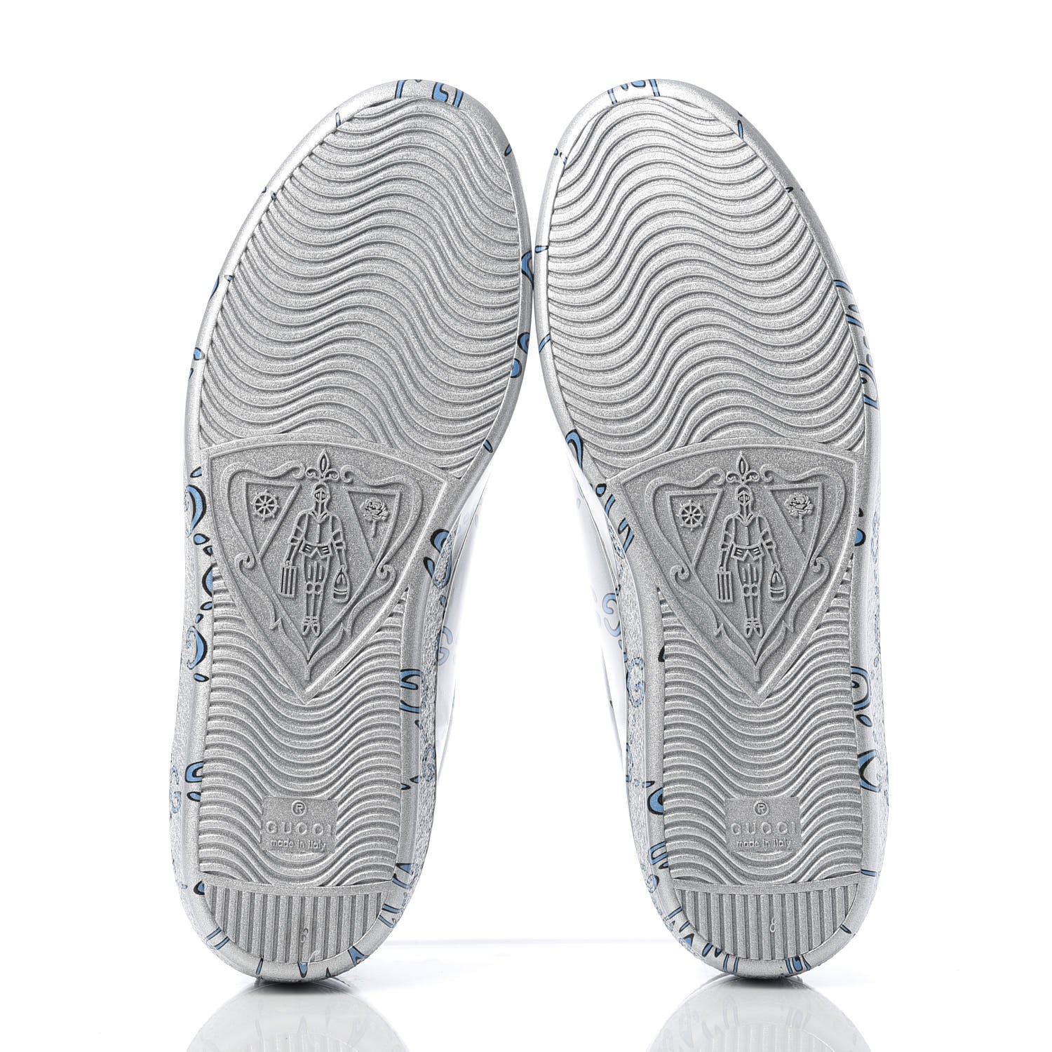 Gucci Miro Rubber Wax GucciGhost Print Mens New Ace Sneakers 8 Silver 5 of 9