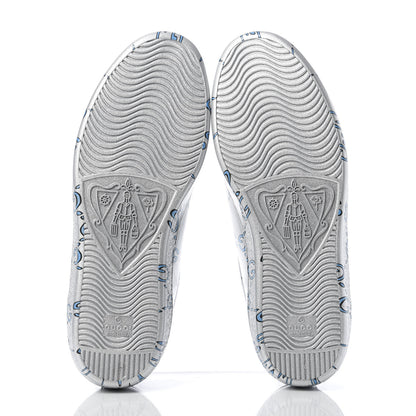 Gucci Miro Rubber Wax GucciGhost Print Mens New Ace Sneakers 8 Silver 5 of 9