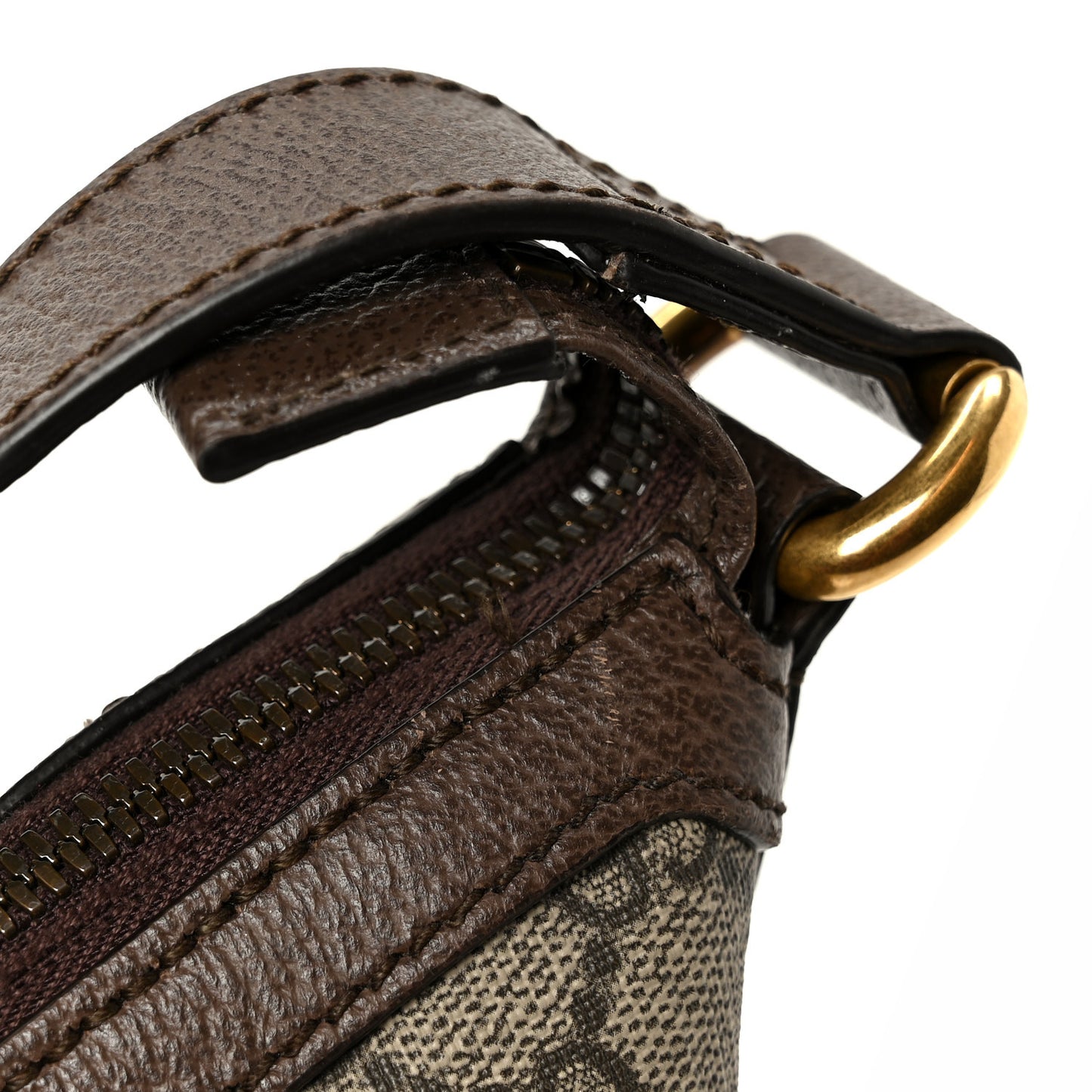 GG Supreme Monogram Web Small Ophidia Half Moon Hobo Brown