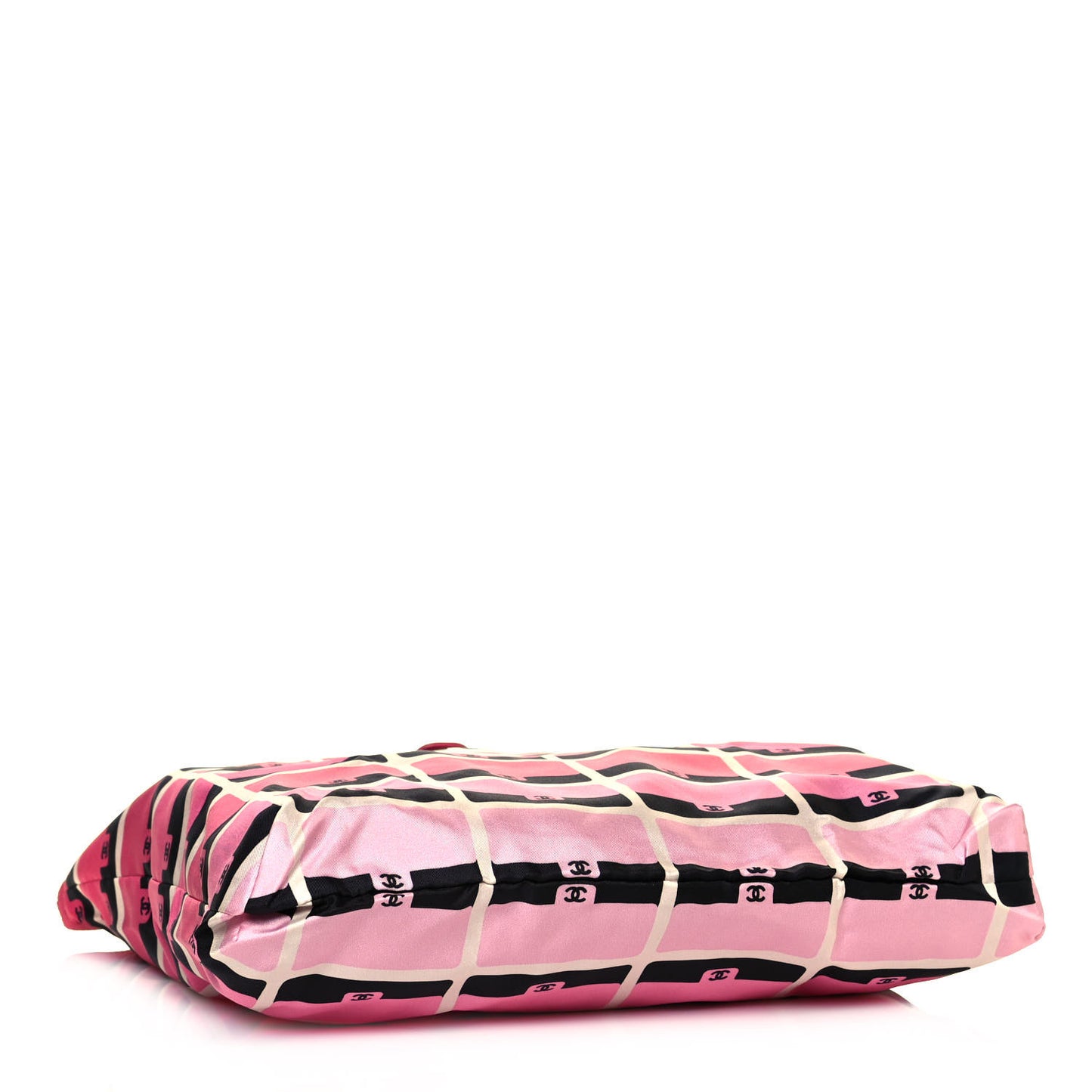 Caviar Fabric Quilted Foldable Tote With Chain Pink Multicolor