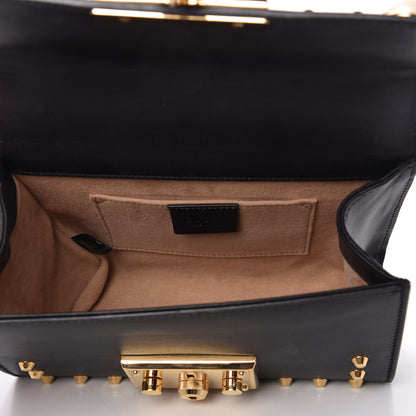 Gucci Calfskin Studded Small Padlock Shoulder Bag Black 5 of 9