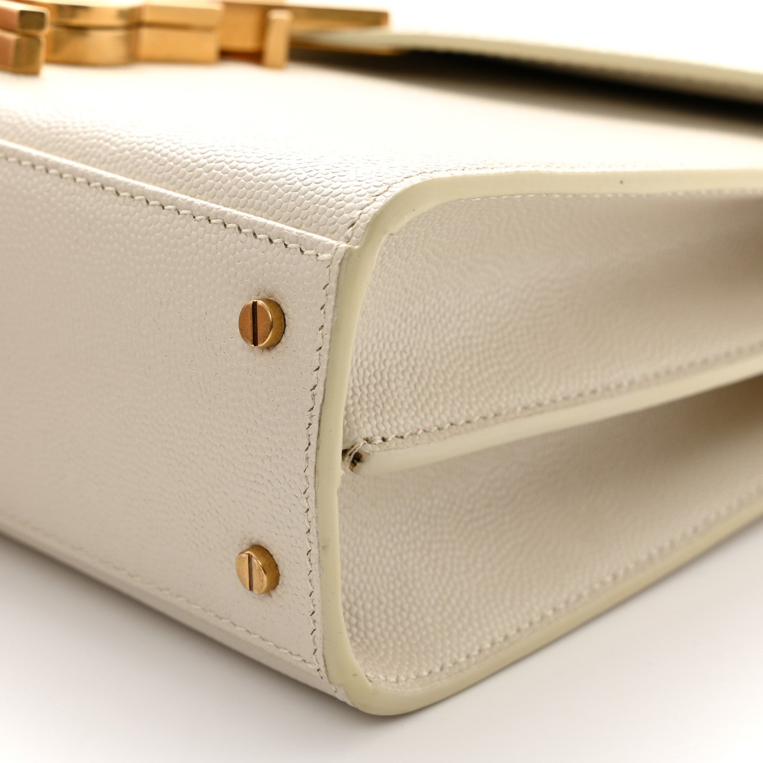 Saint Laurent Grain de Poudre Mini Classic Monogram Cassandra Top Handle Vintage White 11 of 11